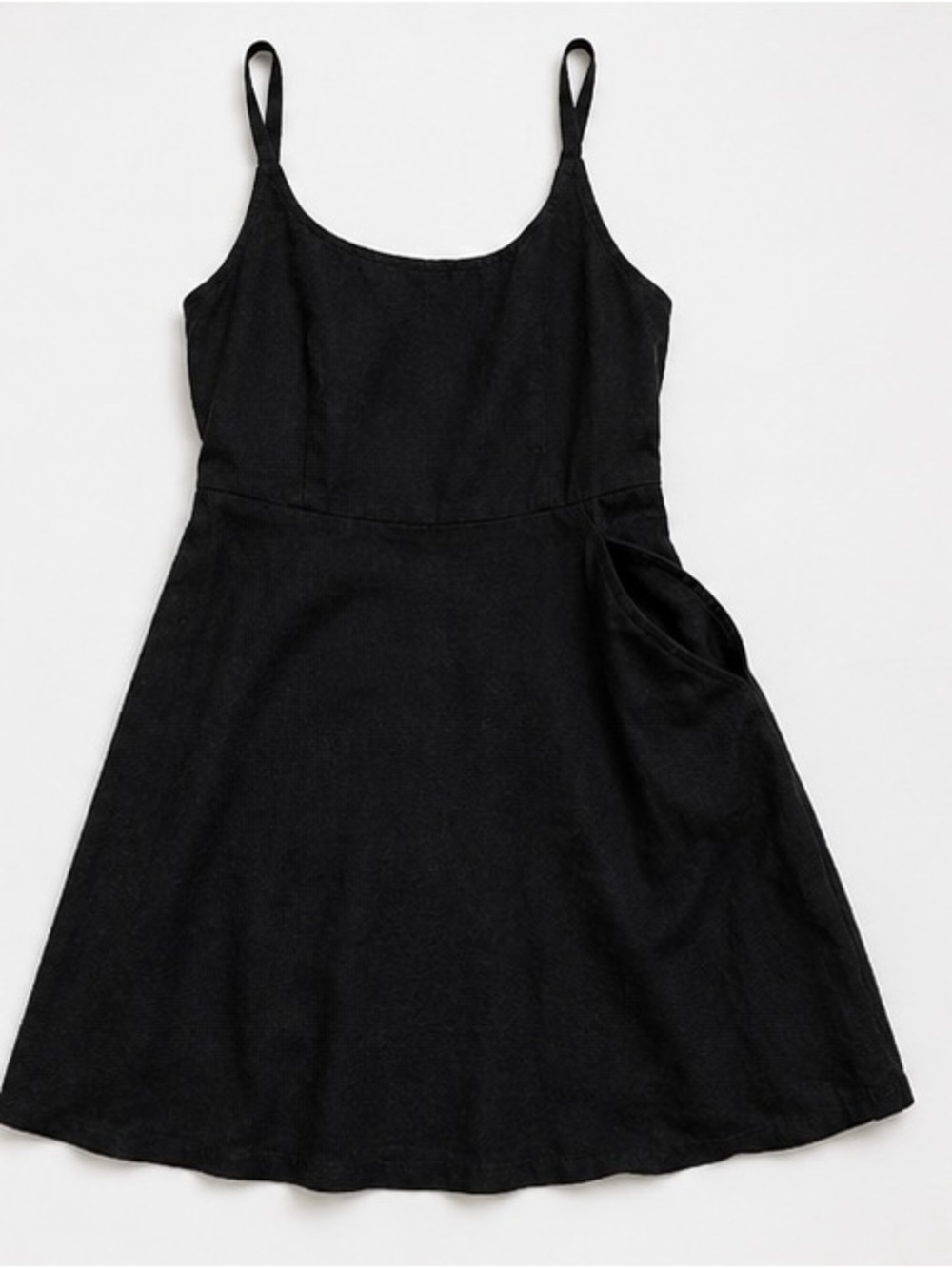 Old Navy Black Linen Blend Mini Dress XS Petite Adjustable Straps - Picture 2 of 6